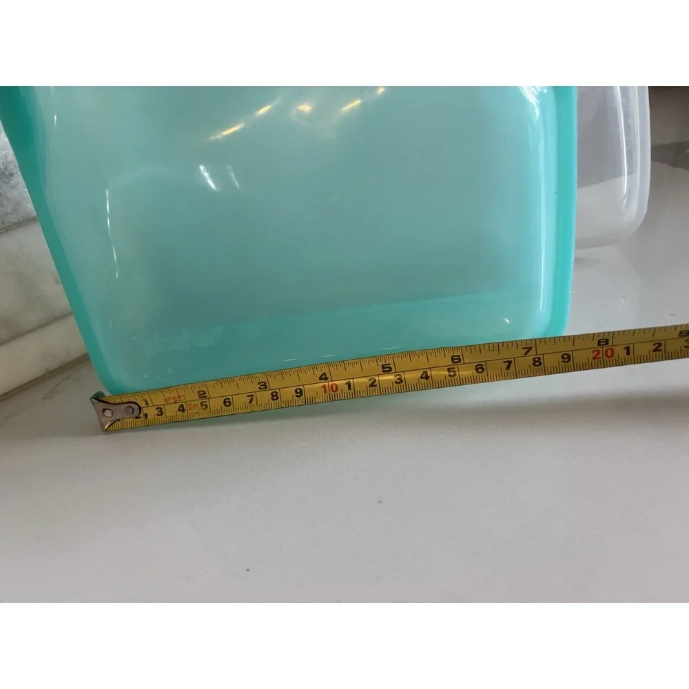 Stasher Silicone Bags Lot of 2 Stand Up Mid Size Clear & Blue Reusable Premium